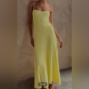 Yellow Knit Midi Dress